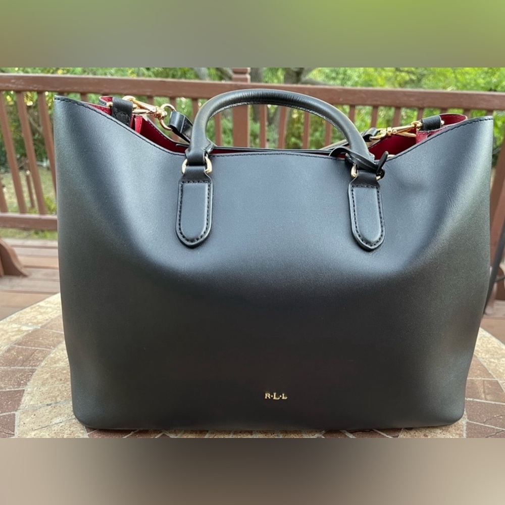 Lauren Ralph Lauren Black Leather Large Marcy Satchel